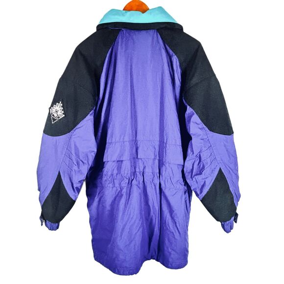 HAVOC Ski Jacket Colorblock Womens 14 Purple Black Teal 90's Zip Pockets - Picture 9 of 12